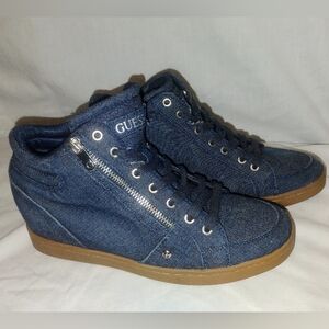 Guess Denim Platform High-Top Sneakers